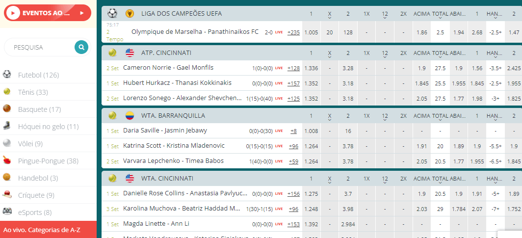 22bet esportes ao vivo